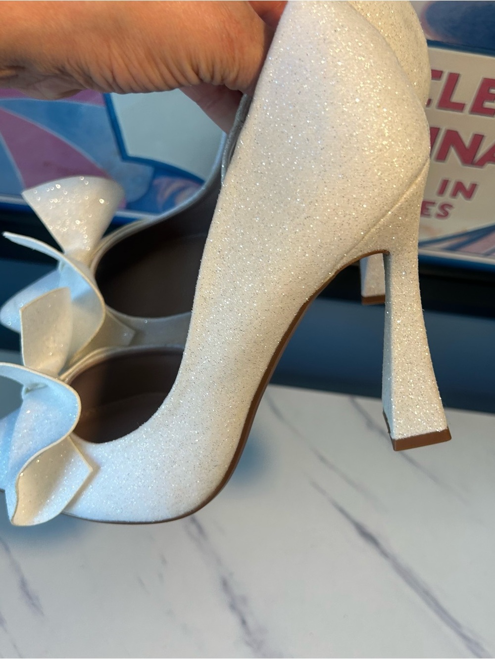 Betsey Johnson Nobble Ivory Glitter Heels With Bow - Picture 6 of 13